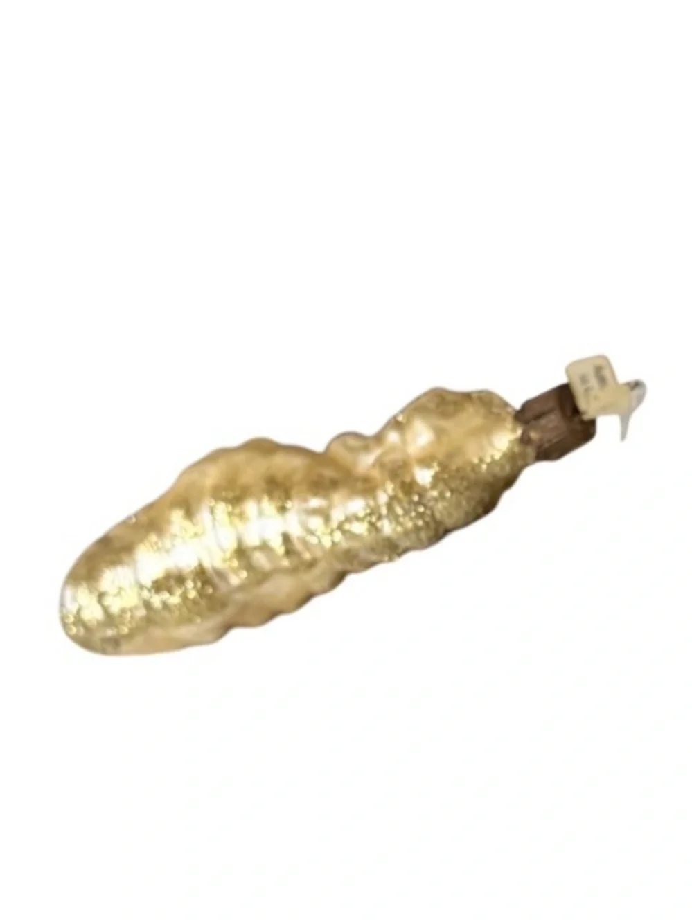 Set of 3 Neiman Marcus Metallic Gold Blown Glass Seahorse and Seashell Ornaments